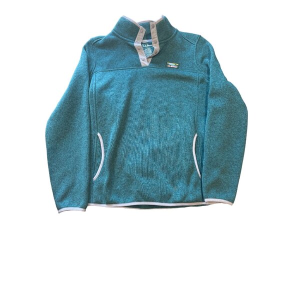 L.L. Bean Soft Micro‎ D Snap-T Fleece Pullover Sweater Blue Women's M Reg |W1 - Picture 1 of 6